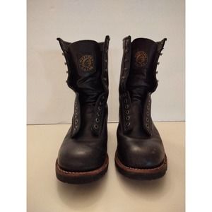 Western Chief Black leather lace up boots men size 9